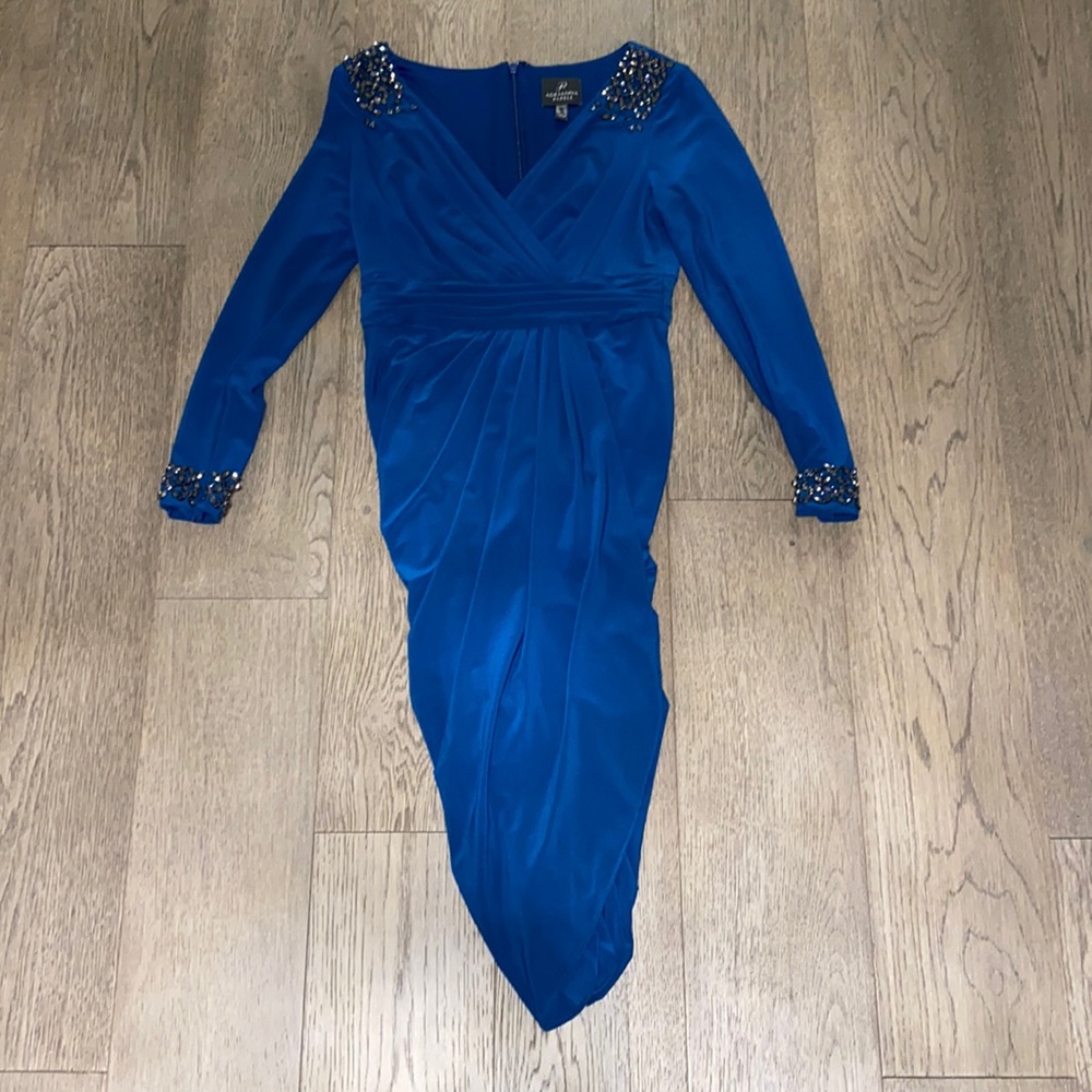 ADRIANNA PAPELL Long Sleeve Midi Dress. US 4P. Blue.